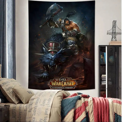 Populärt spel World of Warcraft – stor väggbonad med tryck, billig hippie-väggbonad, bohemiska väggbonader, mandala, heminredning