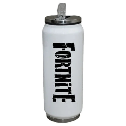 Fortnite Water Cup Straw Cups Outdoor Sports Mugs Stainless Steel Mug Student Portable Drinking Coffee Cup 450ML Birthday Gift