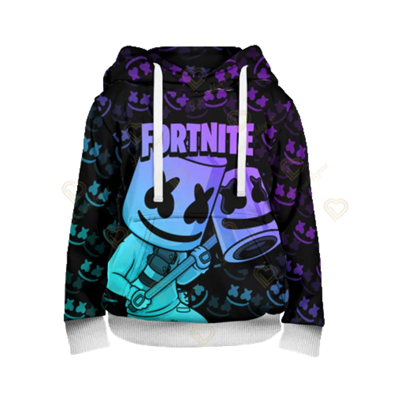 Sweatshirt com Capuz Fortnite Cool Heroes para Rapaz, Estilo Cosplay, Casaco Infantil com Desenho Animado para Primavera e Outono