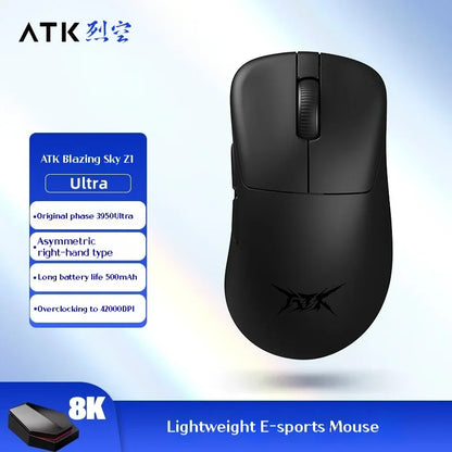 ATK Z1 Pro Max Ultra безжична геймърска мишка с персонализирани крачета, PAW3950, Ultra Smart Speed Wireless, 8k честота на отчитане, 0.39ms ниска латентност