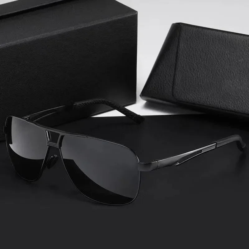 1PC Top Aluminum Magnesium Square Polarized  Photochromic Sunglasses Men Sun Glasses Safety Driving Oculos De Sol Masculino