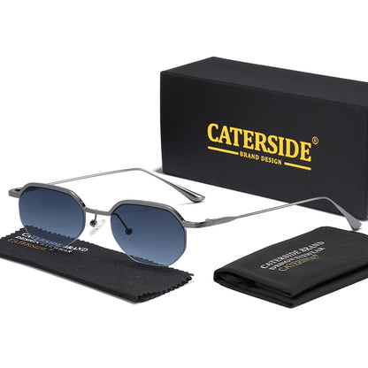 Caterside New Retro Small Frame Sunglasses Men's Polygonal Lenses Sun Glasses Women Business Travel Party Eyewear Summer Style