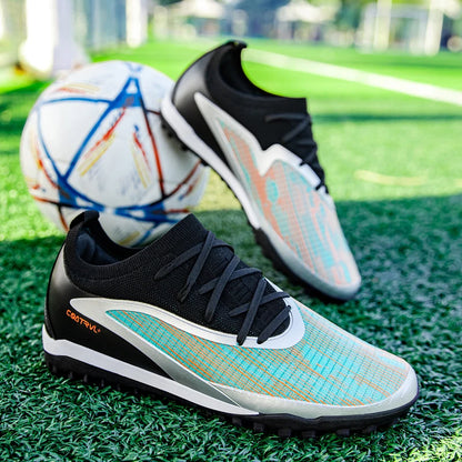 Nuove scarpe da calcio da uomo per esterno con tacchetti, traspiranti, antiscivolo, per adulti, scarpe sportive da calcio con tacchetti lunghi per allenamento, ragazzi e partite, confortevoli