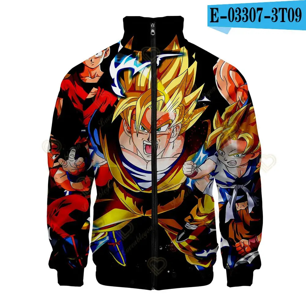 New Fashion Dragon Ball Print Stand Collar Zipper Hoodie Men Women Zipper Hoodies Jackets Long Sleeve Sport Hip Hop Sweatshirts, produit gaming premium Fraquane, équipement gamer