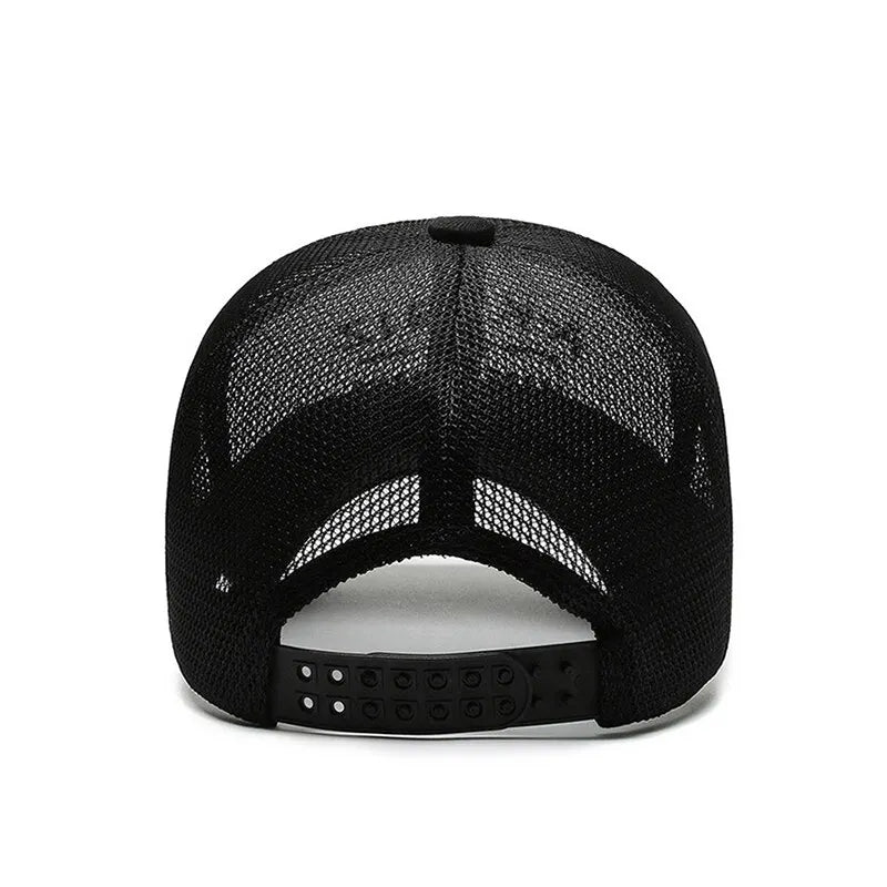 Chapéus de Verão para Homem e Mulher, Bonés de Basebol em Malha, Pala Bordada de Moda, Chapéu de Exterior com Letras Bordadas e Proteção Solar