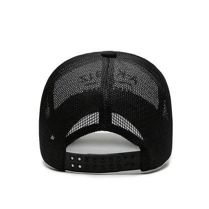 Chapéus de Verão para Homem e Mulher, Bonés de Basebol em Malha, Pala Bordada de Moda, Chapéu de Exterior com Letras Bordadas e Proteção Solar