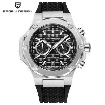 PAGANI DESIGN men’s quartz watches – Luxury sports chronograph, water-resistant, featuring luminescent hands and a sapphire crystal with anti-reflective coating