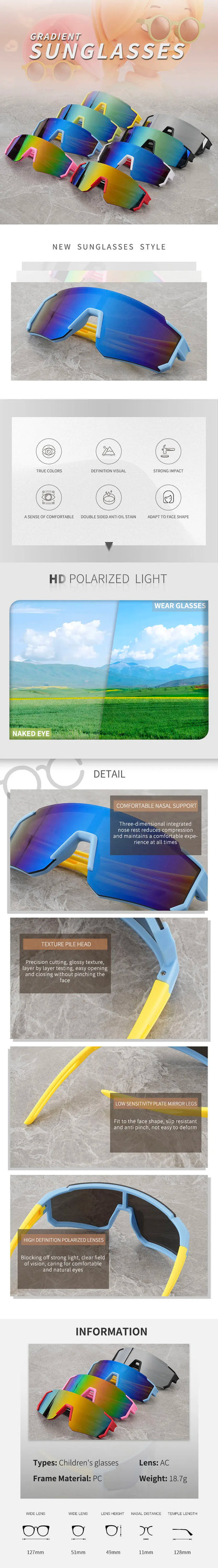Fashion travel, sports, children's sunglasses, sun protection, UV protection, eye protection, sunglasses, trendy glasses