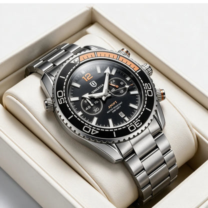 Luxury men’s wristwatch by QINGXIYA, water-resistant sports chronograph with luminous date display, casual men’s quartz watch