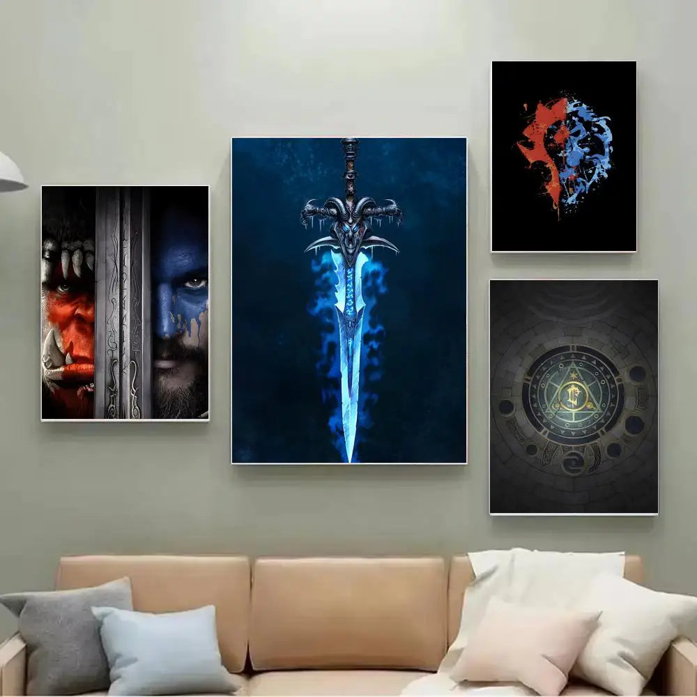 World Of W-Warcraft W-Wow Soft Silicone Poster Self-adhesive Painting with prints Home bedroom living room decoration