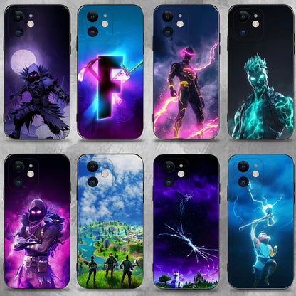 R-Royales F-Fortnites Phone Case For iPhone 16,15,14,13,12,11 Plus, Pro Max, XS, X, XR, SE, Mini, 8, 7, Soft Silicone Black Cover