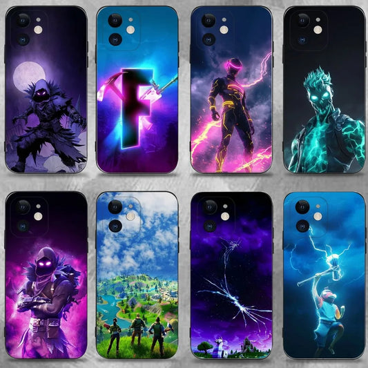R-Royales F-Fortnites Phone Case For iPhone 16,15,14,13,12,11 Plus, Pro Max, XS, X, XR, SE, Mini, 8, 7, Soft Silicone Black Cover
