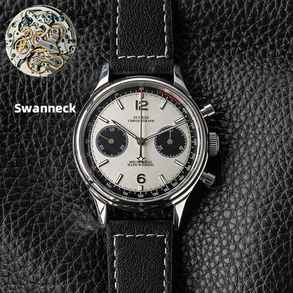 40mm Men's Army Watch 1963 Pilot Mechanical Sugess Panda Wristwatch Sapphire Air Force Watch Chronograph Official ST1901 Movement