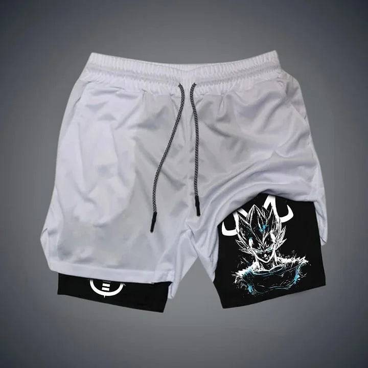 Dragon Ball Printed Men's Shorts Summer Women's Sports Compression Gym Shorts Double-Layer 2-in-1 Pant Quick-Drying Beach Shorts, produit gaming premium Fraquane, équipement gamer