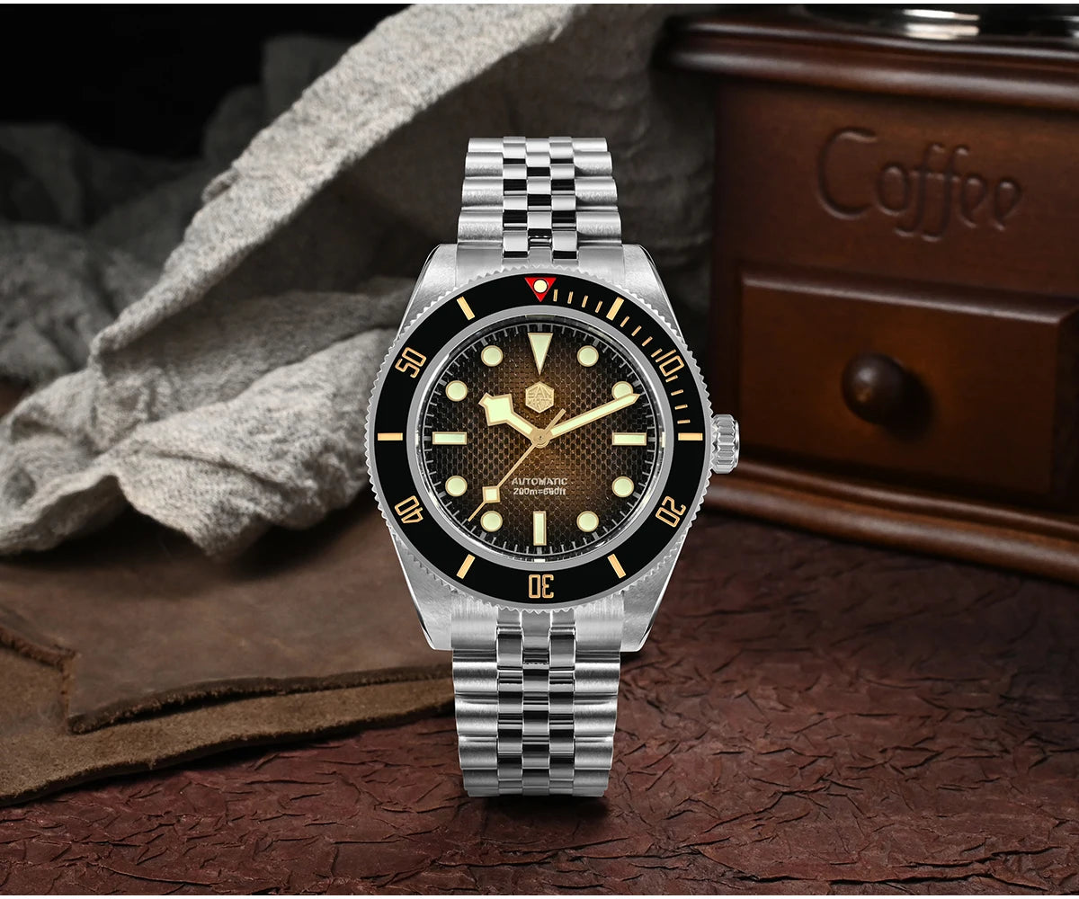 San Martin New 40mm BB Diver Watch Top Brand Classic Mens Watches NH35 Automatic Mechanical Sapphire Waterproof Reloj SN0128
