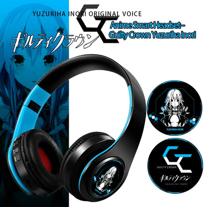 Demon Slayer Kamado Tanjirou Anime Bluetooth Headphones – Wireless Gaming Headset with Mic, TF Card Support, Deep Bass Anime Earphones V5.0