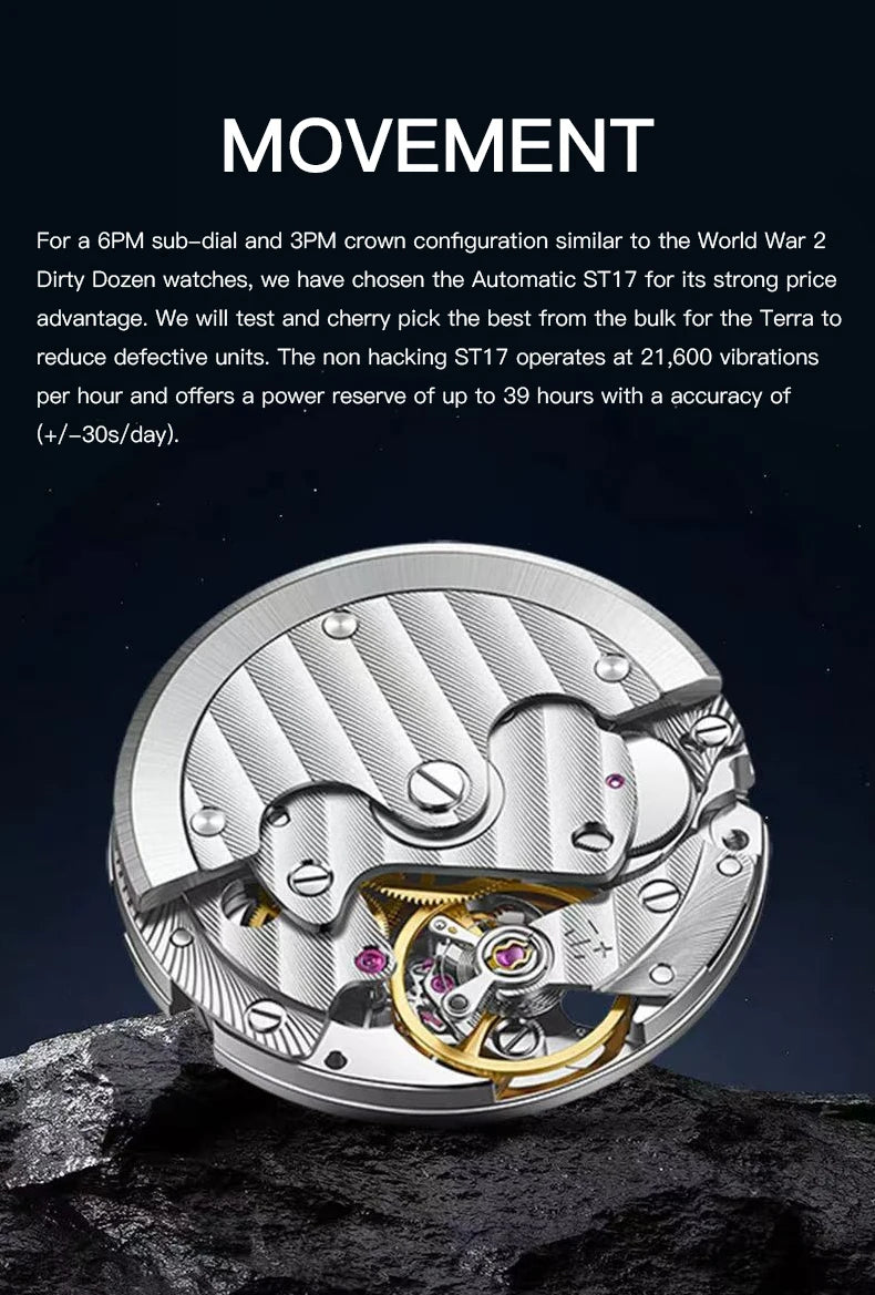 Specht & Söhne New Automatic Mechanical Wristwatches For Men Japan C3 Luminous Sapphire Crystal Sports Watch ﻿5Bar Waterproof