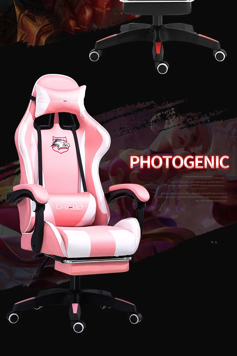 Ergonomic PU Leather Gaming Chair with Adjustable Height, Reclining Computer Chair, Swivel Office Chair for Home Office, Gaming & Study