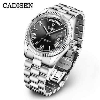 CADISEN Men's Mechanical Watches Luxury Meteorite Dial Automatic Watch For Men Week 100M Japan MIYOTA 8285 Movement Clock Man