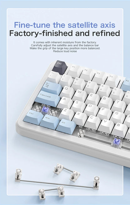 F75 Mechanische Tastatur FREEWOLF * AULA F75 Bluetooth-Tastatur mit drei Verbindungsmodi, speziell für Gaming und Büro entwickelt