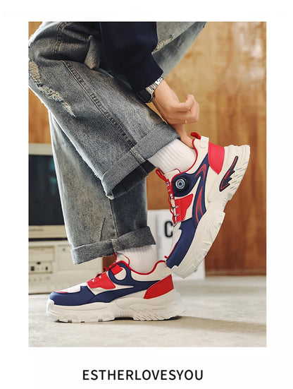 Novos ténis masculinos de outono, versáteis, de cano alto, modernos, com sola grossa, para corrida, moda casual e desporto ao ar livre