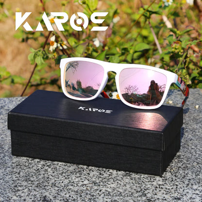 Karos Vintage Polarized Sunglasses Fashion Square Travel Driving Fishing Glasses Men Women Sports UV400 Eyewear Box YZ2024WB