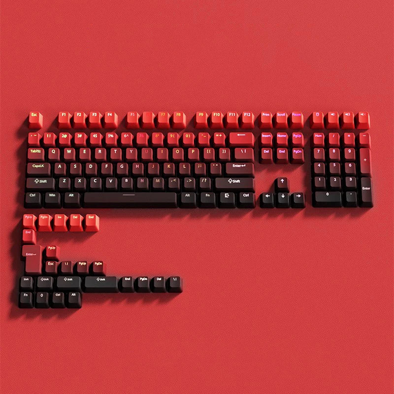 Teclas gamer RGB con retroiluminación degradada para teclado mecánico con interruptores MX, perfil OEM, PBT, blanco y azul, distribución ISO, teclas DIY