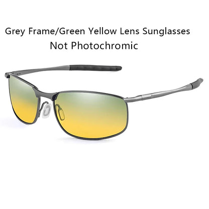 Photochromic Men Polarized Sunglasses Male Metal Square Glasses Driving Sun Glasses UV400 Outdoor Sports Cycling Goggles