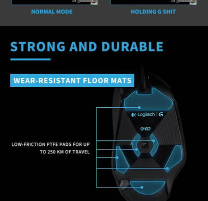 Mouse gaming Logitech G402 Fusion Engine Tech, 4 impostazioni DPI, processore 32-bit, antiscivolo, per gaming competitivo professionale