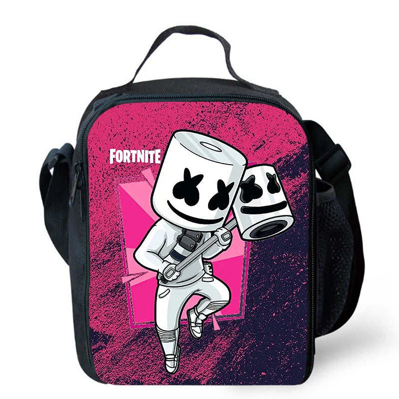 Fortnite-Cartoon-Lunchbag, tragbare isolierte Lunchbag, wiederverwendbare Tasche zur Aufbewahrung von Lebensmitteln, geeignet für Kinder und Schüler.