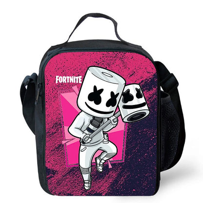 Fortnite-Cartoon-Lunchbag, tragbare isolierte Lunchbag, wiederverwendbare Tasche zur Aufbewahrung von Lebensmitteln, geeignet für Kinder und Schüler.