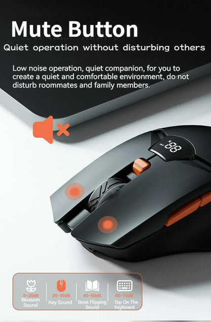 Ratón inalámbrico Bluetooth 2.4G con pantalla de visualización, batería de gran capacidad de 600mAh y botones de tono luminoso para gaming y oficina