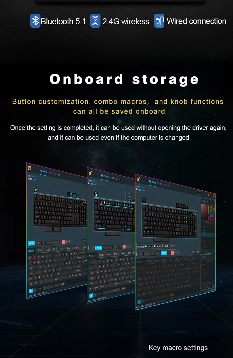 Teclado Mecânico Sem Fios SKYLOONG GK104 Pro 100% Personalizado com Switch Hot-Swap de Baixo Ruído para PC Gaming e Acessórios de Escritório