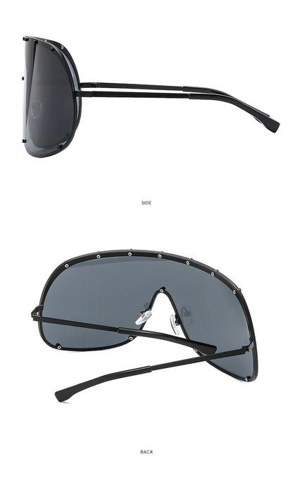 2025 Oversized Metal Rimless Integrated Windproof Sunglasses For Women Trends Y2k Luxury Brand Design Sun Glasses Unisex UV400