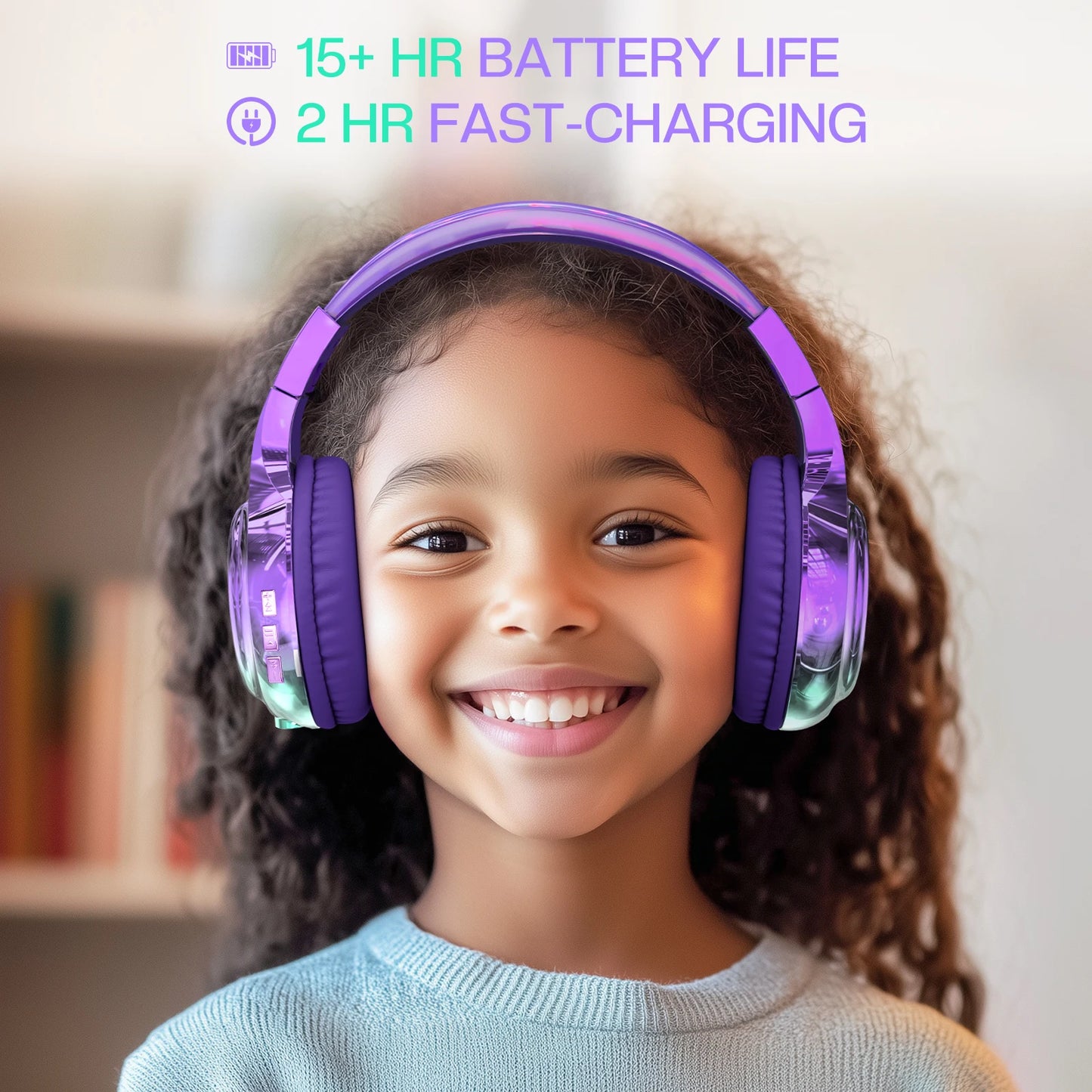 Gradient Kids Bluetooth Headphones Over Ear Girls Wireless Headphones With Mic Foldable Lightweight Headset For School Travel