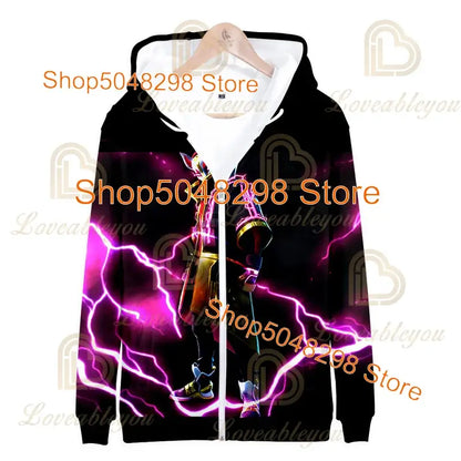 Fortnite Adults Kids Wear Kids Zipper Hoodies Game 3D Print Boys Girls Harajuku Sweatshirt Long Sleeve Tops Teen Clothes