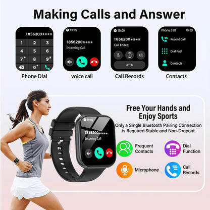 New 1000mAh Battery Smart Watch Women Heart Rate Sleep Monitoring Bluetooth Call IP68 Waterproof Smartwatch Men For Android IOS