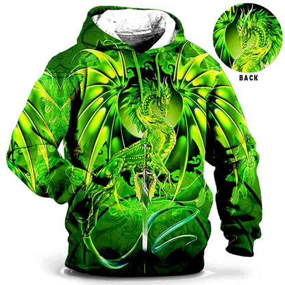 Férfi kapucnis pulóver férfi ruházat 3D-nyomtatott pulóverek szabadtéri viselethez Dragon Fashion Daily őszi hosszú ujjú kapucnis pulóverek