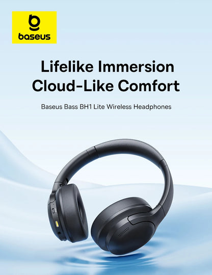 Cuffie over-ear wireless Bluetooth 5.3 Baseus – Driver HiFi da 40mm, autonomia di 70H, headset pieghevole con audio spaziale