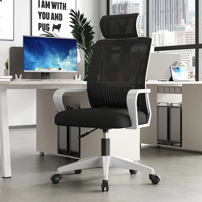 Siège de bureau ergonomique pour la maison : dossier réglable, pivotant, avec soutien lombaire, appui-tête, chaise de gaming