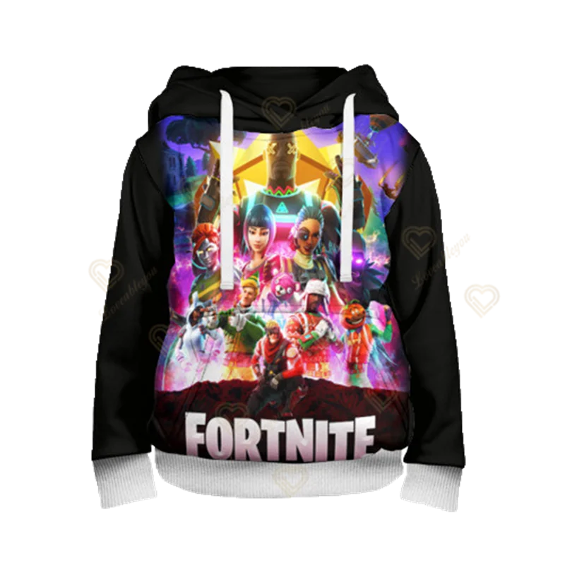 Sweatshirt com Capuz Fortnite Cool Heroes para Rapaz, Estilo Cosplay, Casaco Infantil com Desenho Animado para Primavera e Outono