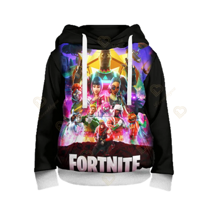 Sweatshirt com Capuz Fortnite Cool Heroes para Rapaz, Estilo Cosplay, Casaco Infantil com Desenho Animado para Primavera e Outono