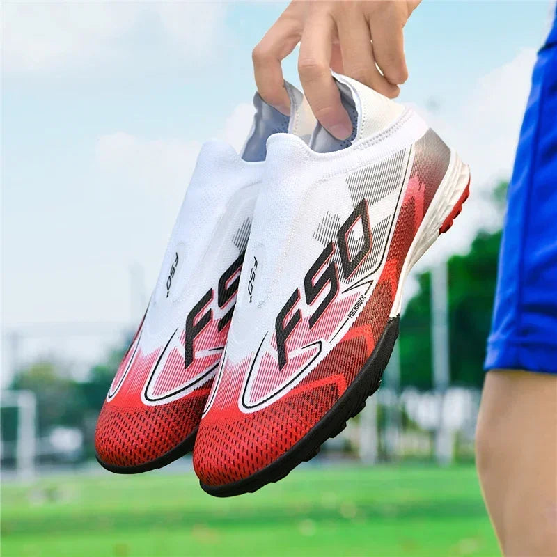 Nouvelles chaussures de football pour hommes, chaussures de futsal antidérapantes pour matchs en extérieur, chaussures de soccer ultralégères, chaussures de sport de haute qualité, chaussures à cheville haute et respira