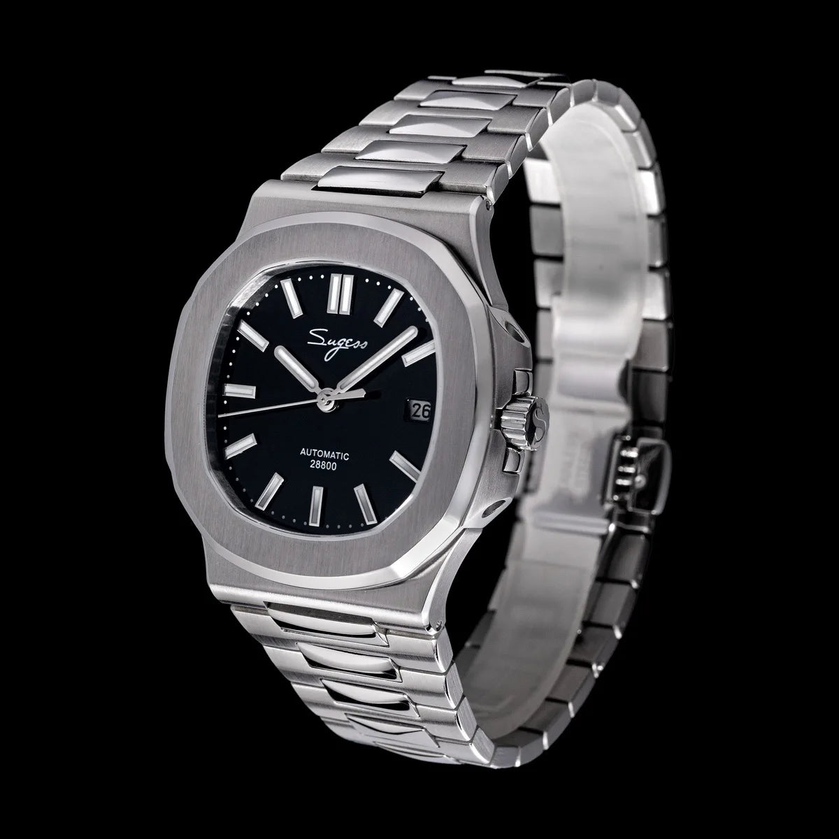 Orologio da uomo Sugess automatico meccanico da polso, movimento Miyota 9015, quadrante MOP, luminoso, impermeabile 5bar, bracciale di lusso S466