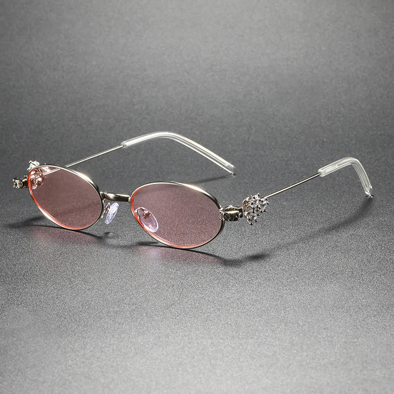 High-End Elegant Diamond-Embellished UV-Protective Sunglasses, Exquisite Stylish Diamond-Inlaid Oval Sunglasses