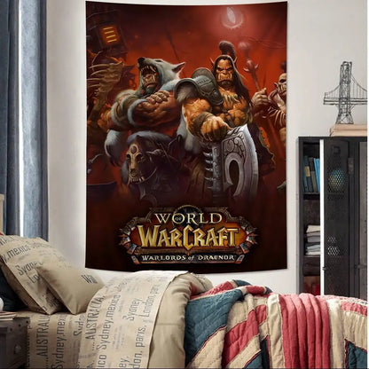 Populärt spel World of Warcraft – stor väggbonad med tryck, billig hippie-väggbonad, bohemiska väggbonader, mandala, heminredning