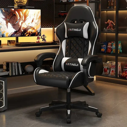 Chaise de jeu ergonomique, chaise de bureau confortable pour longues périodes d'assise, inclinable et réglable, idéale pour le streaming, les tournois, les cafés, la maison et les études.