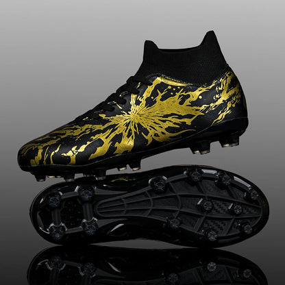 Chaussures de football Shock Cushion AG FG avec semelle extérieure épaisse en PU textile et TPU, réduisent la fatigue des pieds lors d'entraînements prolongés sur gazon naturel.