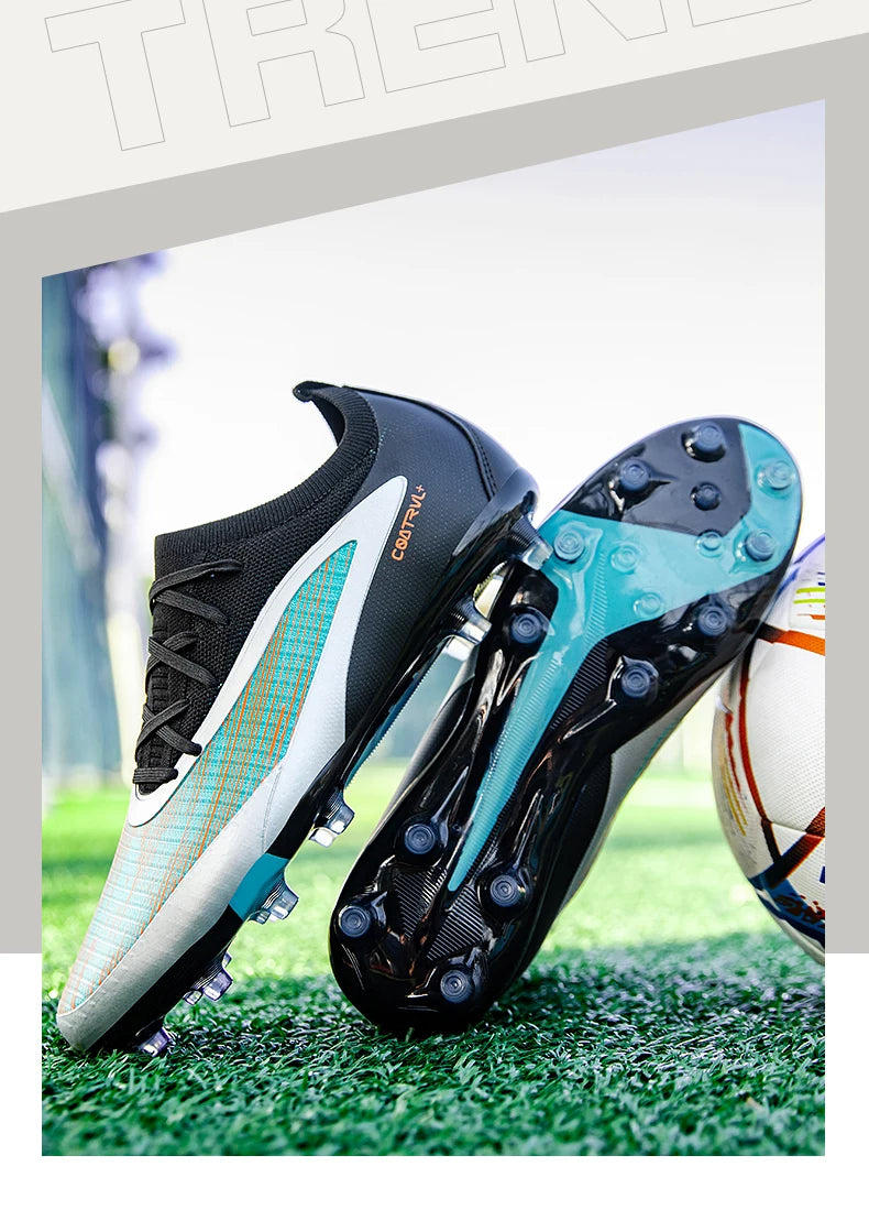 Nuove scarpe da calcio da uomo per esterno con tacchetti, traspiranti, antiscivolo, per adulti, scarpe sportive da calcio con tacchetti lunghi per allenamento, ragazzi e partite, confortevoli