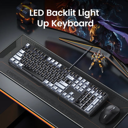 Tastiera meccanica UGREEN 108 tasti PBT, cablata, switch rossi, russo/coreano/EN, per desktop laptop Windows Mac OS Gaming